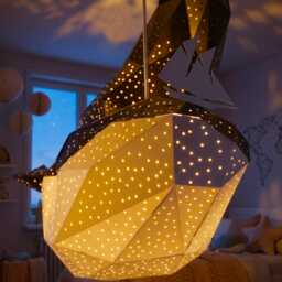 Whale Light, Lamp, Nursery Lamp, Origami Geometric Lampshade, Design Hanging Pendant Lighting - thumbnail 2