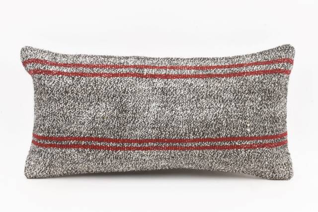 Handmade Turkish Kilim Lumbar Pillow Cover Bohemian Home Decor - 12x24 - image 1