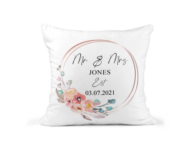 Personalised Wedding Cushion, Mr & Mrs, Custom Gift, Couple Pillow, Anniversary Present, Newlywed Gift