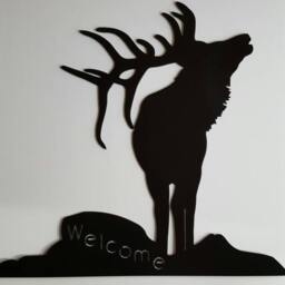 Metal Wall Art. Elk Art Sign. Welcome Decor. Wildlife Home - thumbnail 3