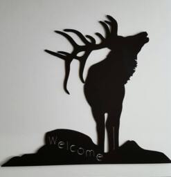 Metal Wall Art. Elk Art Sign. Welcome Decor. Wildlife Home - thumbnail 1