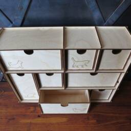 Wooden Cats Mini Chest 8-Drawer Desktop Storage Box - thumbnail 2