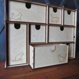 Wooden Cats Mini Chest 8-Drawer Desktop Storage Box - thumbnail 3