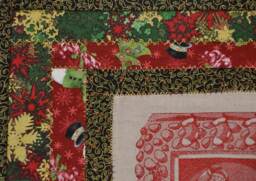 Santa Quilted Wall Hanging, Table Topper, Toile Embroidery, Christmas Quilt, Holiday Tablecloth, Quilt - thumbnail 3