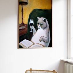 Cat Wine Funny Poster, Vintage Art Print, Drinking Feline Fine Animal Art, Wall Decor, Gift, A1/A2/A3/A4 - thumbnail 3