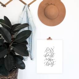 Less Doubt More Trust Print, Digital Download, Simple Home Decor, Minimalist Calligraphy Printable, Wall Decor - thumbnail 2