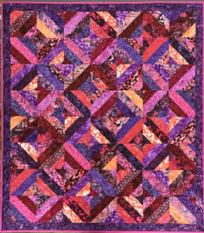Patchwork Quilt, Colourful Batiks, Purple Pink Red Orange, Throw Size, Pop Of Colour, Striking Design, Quilt Blanket Throw, Jewel Tones - thumbnail 1