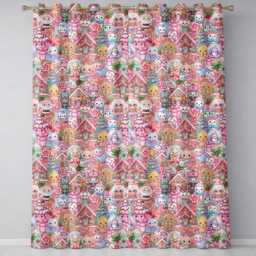 Cute Kawaii Christmas Gingerbread House Candy Cane Seamless Pattern Readymade Eyelet Ring Top Thermal 100% Blackout Curtains - thumbnail 2