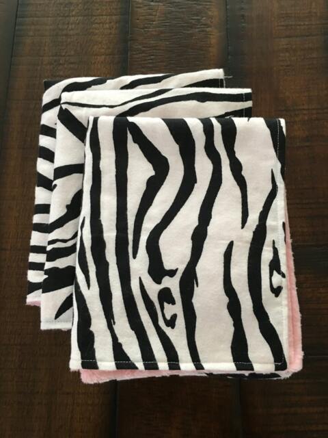 Zebra Pink Minky Security Blanket Handmade Baby Comfort Item - image 1