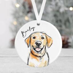 Personalised Dog Christmas Bauble - Labrador Gift Ceramic Pet Ornament Secret Santa Lover - thumbnail 2