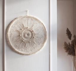 Round Jute Macrame Mandala Wall Hanging - Fiber Art Decor - thumbnail 1