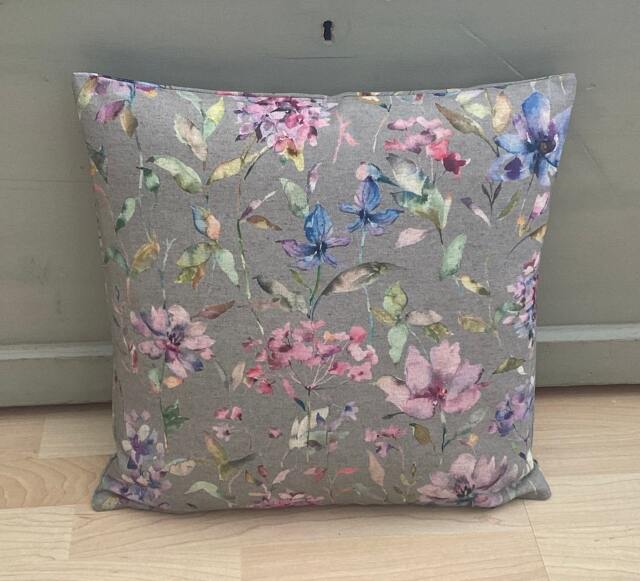 Handmade Organic Linen Floral Cushion Cover Elderberry Grey Pillow Sham - image 1