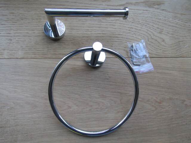 Polished Stainless Steel Bathroom Accessories Towel Ring Toilet Roll Holder Stand Robe Hook - image 1