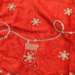 Red Christmas Tree Skirt 48 Inch Velvet Handmade Embraided Tree Skirt Decorations Gift - thumbnail 3