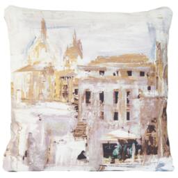 Venice Buildings Cushion Cover Printed Yellow Tobacco Colors 16 In - thumbnail 2