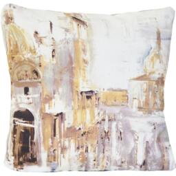 Venice Buildings Cushion Cover Printed Yellow Tobacco Colors 16 In - thumbnail 3