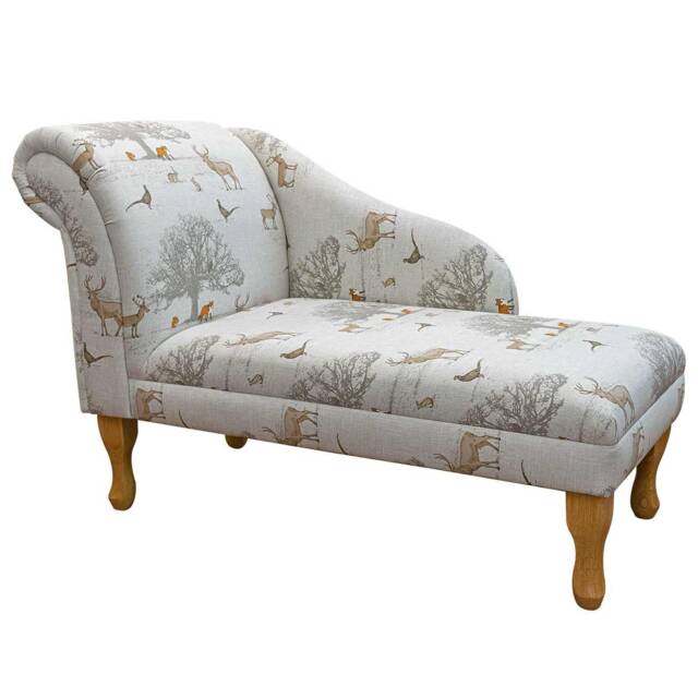 Handmade Chaise Longue Autumn Wildlife Cotton Fabric - image 1