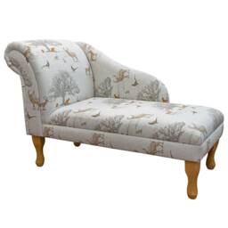 Handmade Chaise Longue Autumn Wildlife Cotton Fabric - thumbnail 1