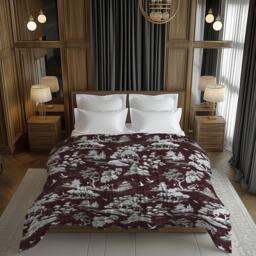 Dark Burgundy Chinoiserie Comforter, Eclectic Maximalist Bedding, Japandi Moody Bedding For Elegant Bedroom Decor #100