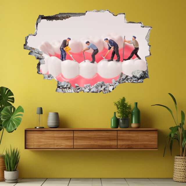 People Cleaning Teeth Wall Decal Sticker Mural Poster Print Art Dental Care Decor Ec61 - image 1