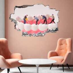 People Cleaning Teeth Wall Decal Sticker Mural Poster Print Art Dental Care Decor Ec61 - thumbnail 3