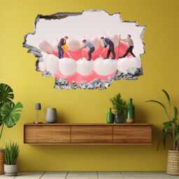 People Cleaning Teeth Wall Decal Sticker Mural Poster Print Art Dental Care Decor Ec61 - thumbnail 1