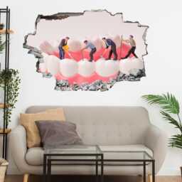 People Cleaning Teeth Wall Decal Sticker Mural Poster Print Art Dental Care Decor Ec61 - thumbnail 2