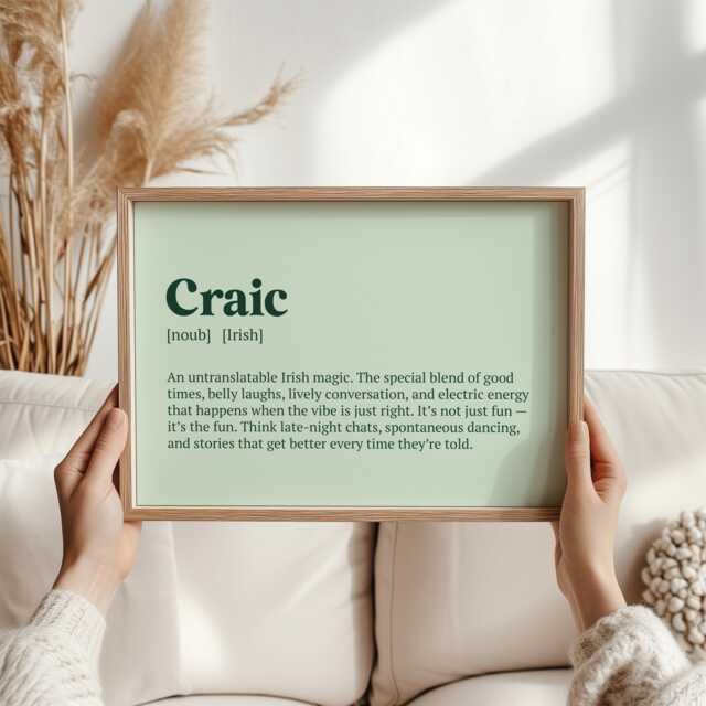 Craic Print - Irish Word Art, Fun & Laughter Wall Decor, Gaelic Quote Poster, Pub Style Sign, Unique Gift For Culture Lovers, Ireland - image 1