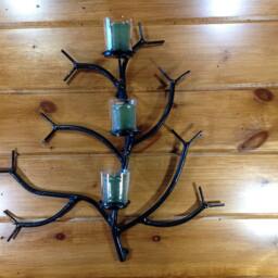 Triple Votive Candle Wall Sconce , Branch Style One Of A Kind Art - thumbnail 2