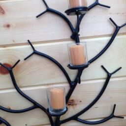Triple Votive Candle Wall Sconce , Branch Style One Of A Kind Art - thumbnail 3