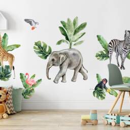 Kids Wall Decal Peel & Stick Cute Safari Animals Sticker - thumbnail 3