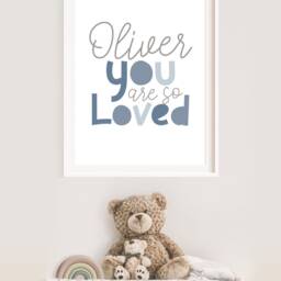 You Are Loved Print, Boys Nursery Personalised Name Wall Art, Bedroom Decor, Quotes - thumbnail 2