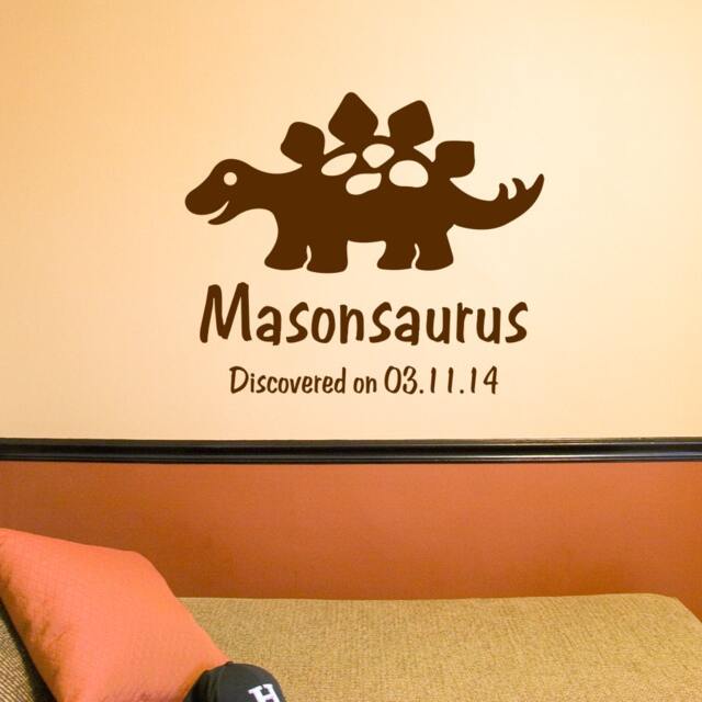 stegosaurus Wall Decal, Personalized Dinosaur Vinyl Boys Name Monogram, Dino Nursery Decals, Bedroom Decor - image 1