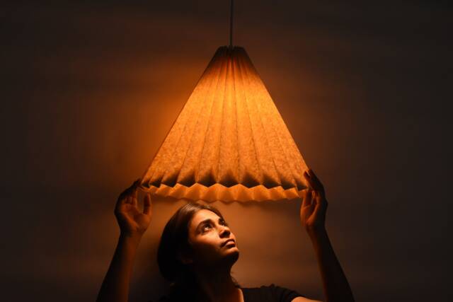 Origami Paper Lampshade - Beige Tipi High Dual Pack Pendant Light Scandinavian Japandi Ceiling Lamp - image 1