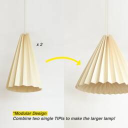 Origami Paper Lampshade - Beige Tipi High Dual Pack Pendant Light Scandinavian Japandi Ceiling Lamp - thumbnail 4