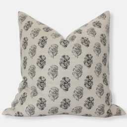 Neutral Stripe Throw Pillows, Floral Designer Livingroom Pillow Set Of 7, Light Brown Gray & Blue Sectional Combo -- Miles - thumbnail 3