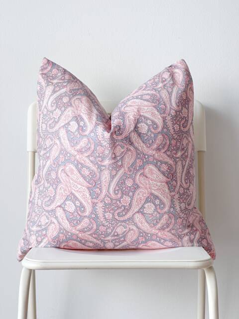 "Block Print Pillow Cover Floral Paisley, Natural Dyed - 20"" X 20" - image 1