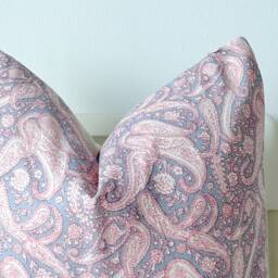 "Block Print Pillow Cover Floral Paisley, Natural Dyed - 20"" X 20" - thumbnail 2