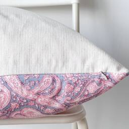 "Block Print Pillow Cover Floral Paisley, Natural Dyed - 20"" X 20" - thumbnail 3