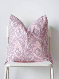 "Block Print Pillow Cover Floral Paisley, Natural Dyed - 20"" X 20" - thumbnail 1
