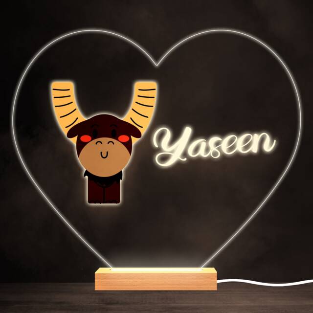 Alphabet Animals Letter Y Colourful Heart Personalised Gift Lamp Night Light - Bedroom - image 1