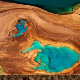 Turquoise Resin Dining Table With Glowing Inlay - thumbnail 4