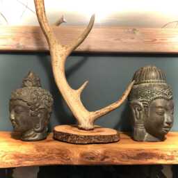 Pair Of Buddha Heads Stone Home Or Garden Ornaments - Knowledge & Wisdom - thumbnail 3