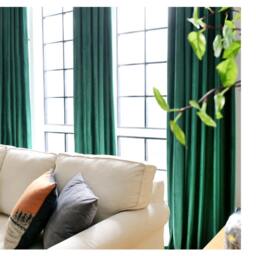 Pair Of Emerald Green Velvet Curtains, Bedroom Living Room Custom Curtains - thumbnail 2