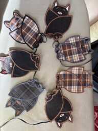 Fabric Embroidered Wall Hanging. Halloween Hanging Bats Decoration. Bunting - thumbnail 1