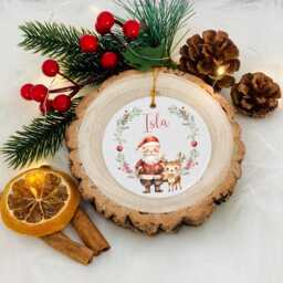 Personalised Santa & Reindeer Bauble, First Christmas 2025 - thumbnail 3