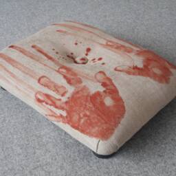 Bloody Hands Halloween Footstool Handmade Horror Decor - thumbnail 2
