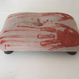 Bloody Hands Halloween Footstool Handmade Horror Decor - thumbnail 4