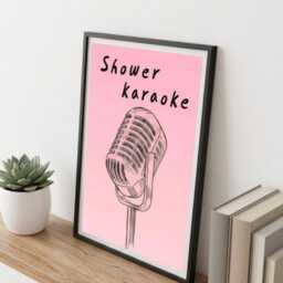Shower Karaoke Framed Bathroom Art Print - thumbnail 2