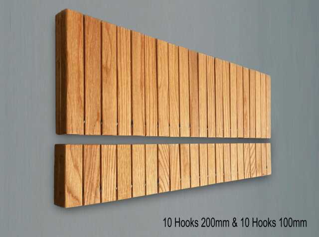 Flip Down Oak Piano Hook Rack Wall Mounted Coat, Hat, Towel Hanger - image 1